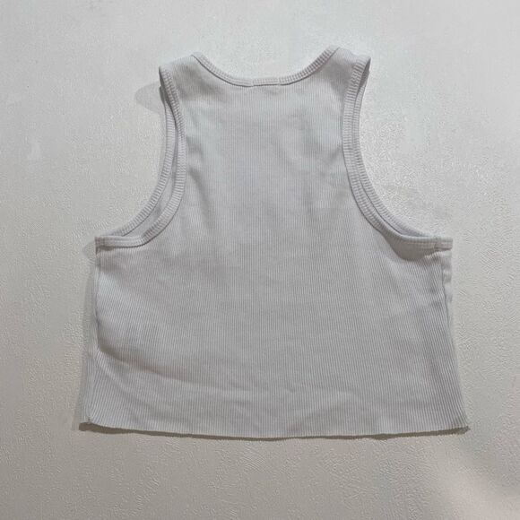 Garage Built To Ride Moto Graphic Ribbed Crop Tank Top White Size S - Picture 2 of 8